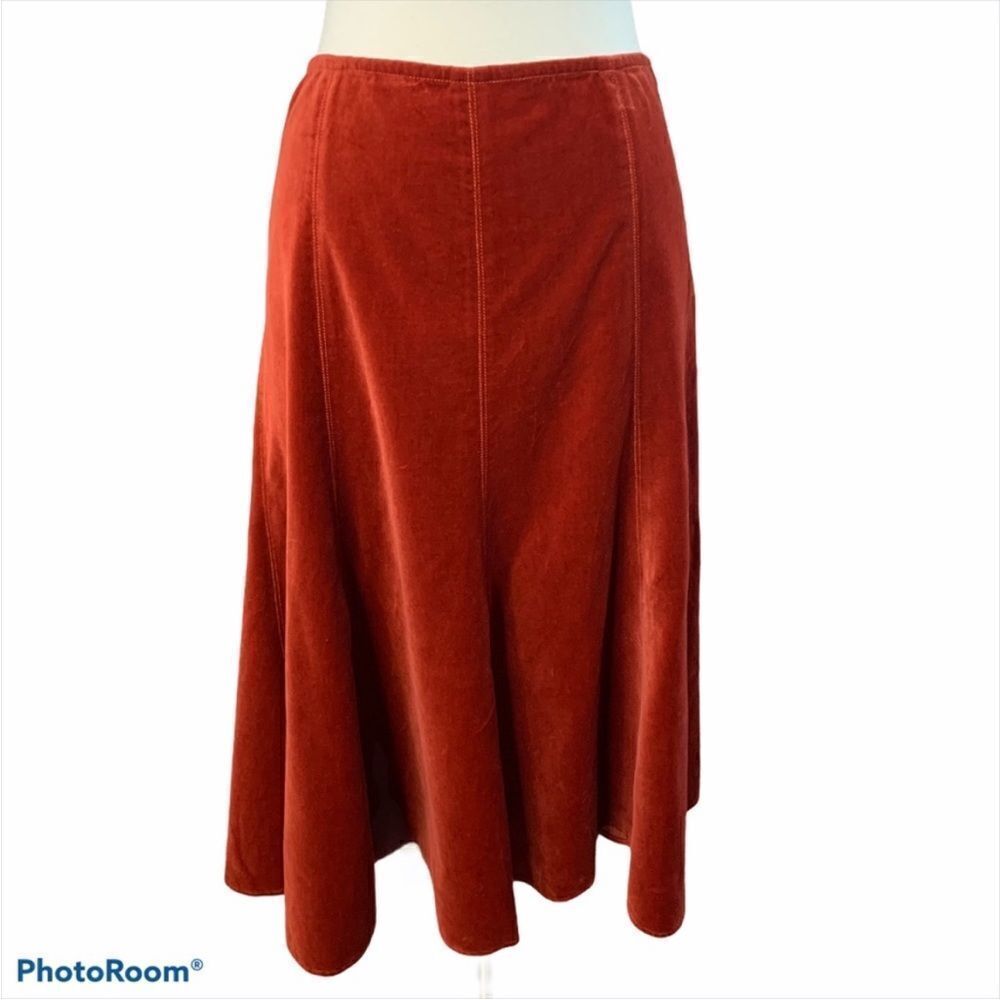 Sundance Orange Velvet Boho Skirt Feminine Contemporary Event Festival - Picture 1 of 11